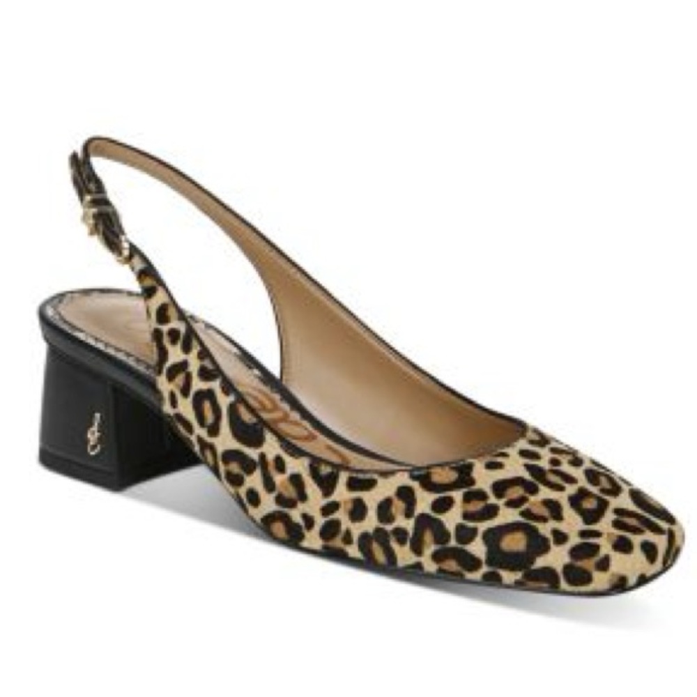 Sam Edelman Leopard Print Block Heel Slingbacks